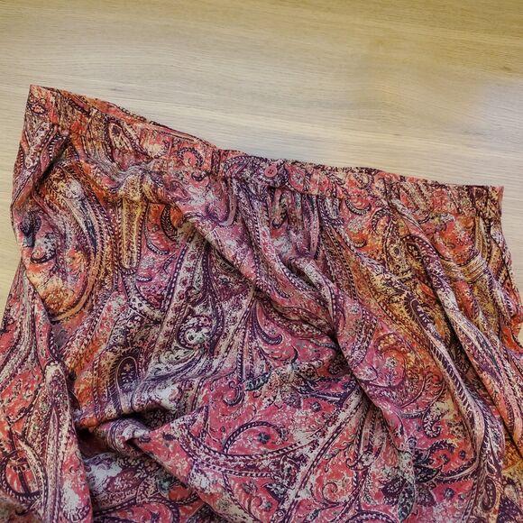 Vintage 80s Koret Plus Size Burnt Orange Paisley Midi Skirt - Picture 5 of 7